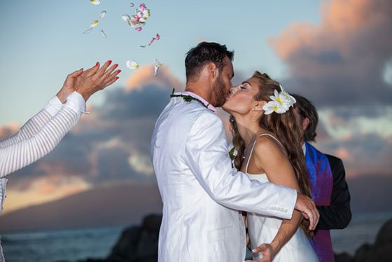 A simple two-person beach ceremony on the south Maui shore